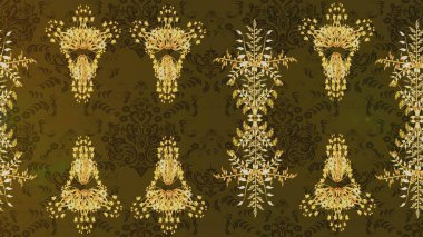 Suluboya, elle çizilmiş. Raster illüstrasyonu. Kahverengi, nötr ve sarı renkli yapraklı yabani çiçekler. Taslak arkaplan deseni.