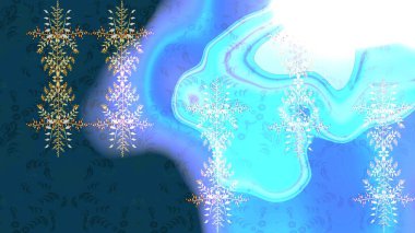 Düz Çiçek Elementleri Tasarımı. Mavi, nötr ve beyaz renkte çiçekler. Raster Illustrasyon 'daki Çiçek Deseni' nin son moda çizimi. Renkli Yaz Teması çizim şablonu.