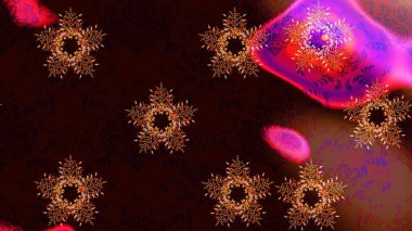 Basit bir kar tanesi. Siyah, kahverengi ve kırmızı renklerde şirin kar taneleri. Soyut duvar kâğıdı, ambalaj dekorasyonu. Kışın sembolü, mutlu noeller, mutlu yeni yıl kutlaması Raster illüstrasyonu..