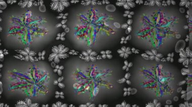 Renkli unsurlarla hareketli arka plan görüntüleri. Çiçekler. Eski model. Bayrak tarzı. Video kaydı. Şablon. Döngü. Kusursuz..