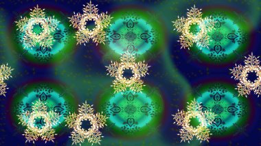 Kar tanesi kışı yeşil, mavi ve gri renklerde yalıtılmış. Yeni yıl tabelası. Yeşil, mavi ve gri ikon silueti. Noel tasarımı için. Kutlamanın sembolü. Raster illüstrasyonu.