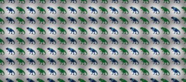 Renkli kertenkele benzeri dinozorlar paketleme ya da giydirme için. Saurischian dinozorları. Dinozorlarla geometrik, pürüzsüz desen.