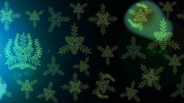 Çiçek Elementleri 'nin soyut geçmişi. Raster kış deseni. Siyah, mavi ve yeşil renkler üzerine tasarım. Raster illüstrasyonu.