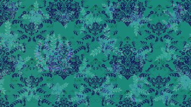 Renkli Yaz Temalı eskiz kalıbı. Güzel kumaş deseni. Raster Illustrasyon 'daki Çiçek Deseni' nin son moda çizimi. Düz Çiçek Elementleri Tasarımı.