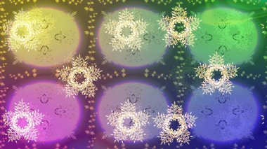 Soyut mandala veya kaprisli kar tanesi içini kaplamak sanat çizmek. Renkli arka plan üzerinde izole sevimli kar taneleri. Raster illüstrasyon.