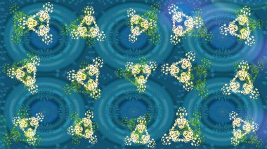 Raster Noel soyut renkli arka plan ve tatlı kar tanesi. Farklı kar taneleri toplayıcısı, mavi, yeşil ve bej renklerde kış elementleri..