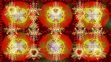 Kış Noel 'inde kar bembeyaz kristal element. Raster. Kar Tanesi raster simgesi arka plan kırmızı, kahverengi ve sarı renk. Xmas Frost kar taneleri izole edilmiş siluet sembolü. Meteoroloji buz koleksiyonu.