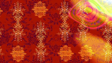 Hediye ambalaj kağıdı, tebrik kartları, posterler ve pankart tasarımı. Raster düz çiçek çizim deseni. Kırmızı, turuncu ve sarı renkte çiçekler.