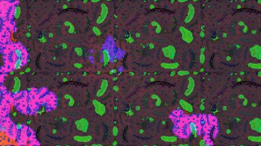 Küçük çiçekteki sevimli çiçek deseni. Kahverengi, mor ve yeşil renkte çiçekler.