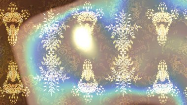 Bokeh bej, tarafsız, gri ve kar taneleriyle dekoratif Noel arkaplanı. Raster illüstrasyonu.