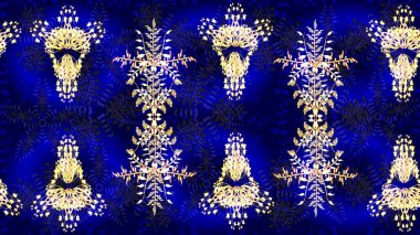 Altın kar tanelerinden izole edilmiş. Kar taneleri koleksiyonu. Raster illüstrasyonu. Güzel kış süsleri..