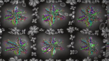 Renkli unsurlarla hareketli arka plan görüntüleri. Çiçekler. Eski model. Bayrak tarzı. Video kaydı. Şablon. Döngü. Kusursuz..