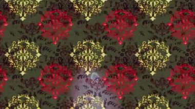 Renkli unsurlarla hareketli arka plan görüntüleri. Çiçekler. Eski model. Bayrak tarzı. Video kaydı. Şablon. Döngü. Kusursuz..