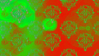 Raster illüstrasyonunda kusursuz çiçek deseni. Yeşil, turuncu ve kırmızı renkte çiçekler. Renkli Bahar Temalı Kusursuz Arkaplan. Düz Çiçek Elementleri Tasarımı.