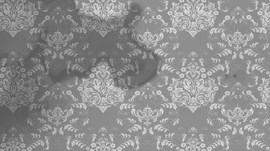 Suluboya çiçekli çiçek deseni. Raster illüstrasyonu. Gri ve nötr renklerde Asyalı tekstil.
