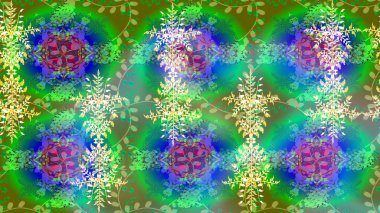 Son moda kar taneleri ve elementler onun kartlarını gösteriyor. Retro stil dokusu, şablon kış elementleri. Kar taneleri tasarımı. Modern tasarım posteri, kapak, kart tasarımı yeşil, mavi ve nötr renkler.