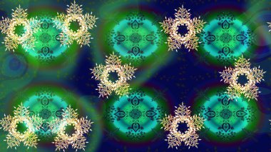 Retro tarzı, kış elementleri. Kar taneleri tasarımı. Son moda kar taneleri ve elementler onun kartlarını gösteriyor. Modern soyut tasarım posteri, kapak, yeşil, mavi ve gri renkli kart tasarımı.