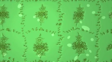 Renkli unsurlarla hareketli arka plan görüntüleri. Çiçekler. Eski model. Bayrak tarzı. Altın, altın. Video kaydı. Şablon.