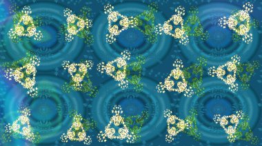 Renkli arka planda izole edilmiş kar tanelerinin düz tasarımı. Kar taneleri deseni. Kar taneleri arka planda. Kar tanesi süsleme deseni. Raster illüstrasyonu.