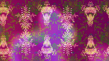 Çiçek desenli eskiz, darbeler, sıçramalar, yaz çiçekleri. Raster illüstrasyonu. Mor, yeşil ve mor renkte çiçekler.