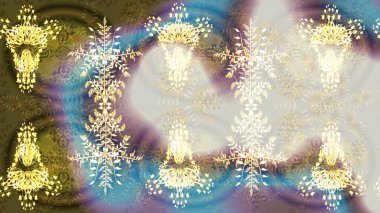 Kar taneleri arka planda. Raster illüstrasyonu. Arkaplanda soyut kar taneleri olan düz tasarım. Kar tanesi süsleme deseni. Kar taneleri deseni.