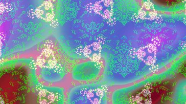 Çiçekli çiçek deseni, suluboya. Mavi, yeşil ve mor renkli çiçekler. Renkli Bahar Teması eskiz kalıbı. Düz Çiçek Elementleri Tasarımı. Raster illüstrasyonu.