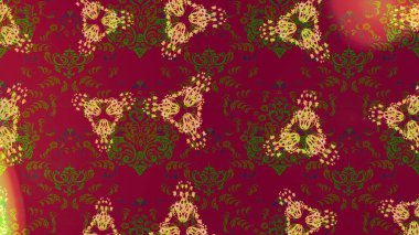 Kırmızı, yeşil ve kahverengi renkli şirin çiçek desenleri. Raster Modaya uygun kumaş deseni. Renkli Bahar Teması eskiz kalıbı. Düz Çiçek Elementleri Tasarımı.