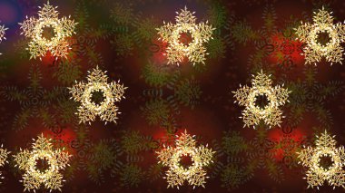 Yeni yıl kar tanesi. Güzel soyut kar taneleri raster tasarımı. Düz kar karalama ikonları, kar taneleri silueti kahverengi, yeşil ve sarı renklerde Noel afişi, kartlar.