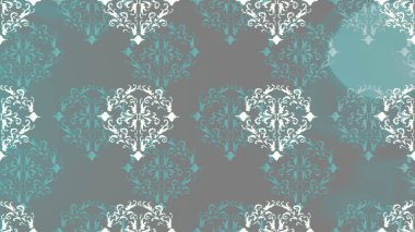 Barok tarzında duvar kağıdı tasarımı için kusursuz damaske deseni arkaplanı. Altın desenli gri, nötr ve mavi renklerde altın elementler. Süslü raster dekorasyonu.
