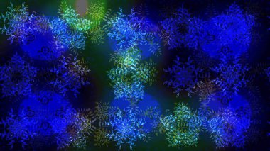 Kar taneleri deseni. Renkli arka planda izole edilmiş kar tanelerinin düz tasarımı. Kar tanesi süsleme deseni. Kar taneleri arka planda. Raster illüstrasyonu.