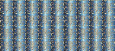 Altın antika ortaçağ desenli kusursuz desenler, mavi, bej ve kahverengi renklerde yapraklar ve altın desenli süsler. Kusursuz kraliyet lüksü, altın barok kumaş rengi..