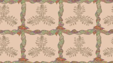 Renkli unsurlarla hareketli arka plan görüntüleri. Çiçekler. Eski model. Bayrak tarzı. Video kaydı. Şablon. Döngü. Kusursuz..