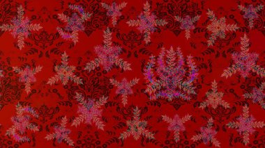 Raster illüstrasyonu. Egzotik çiçekler, kırmızı, kahverengi ve mor renkler üzerine botanik, parlak klasik doğa. Klasik tropikal doğal elementlerin suluboya seti.