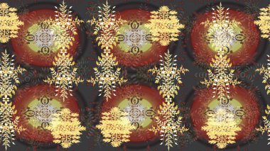 Farklı kar taneleri toplayıcısı, kahverengi, gri ve sarı renklerde kış elementleri. Raster Noel soyut renkli arkaplan ve tatlı kar tanesi.