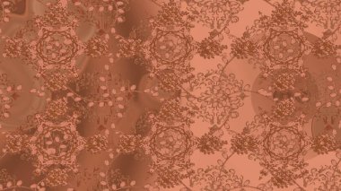 Kahverengi, turuncu ve pembe renkli şirin çiçek desenleri. Raster Modaya uygun kumaş deseni. Renkli Bahar Temalı Kusursuz Arkaplan. Düz Çiçek Elementleri Tasarımı.