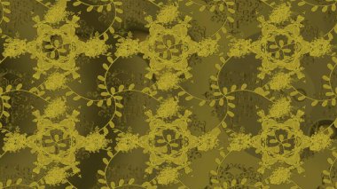 Güzel çiçek deseni. Yeşil, kahverengi ve sarı renkli çiçekler. Renkli Bahar Temalı Kusursuz Arkaplan. Düz Çiçek Elementleri Tasarımı.