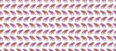 Saurischian dinozorları. Renkli kertenkele benzeri dinozorlar paketleme ya da giydirme için. Dinozorlarla geometrik, pürüzsüz desen.