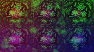 Renkli unsurlarla hareketli arka plan görüntüleri. Çiçekler. Eski model. Bayrak tarzı. Video kaydı. Şablon. Döngü. Kusursuz..