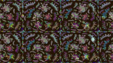Renkli unsurlarla hareketli arka plan görüntüleri. Çiçekler. Eski model. Bayrak tarzı. Video kaydı. Şablon. Döngü. Kusursuz..