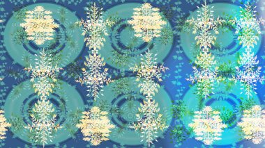 Kış. Renkli arka plan üzerinde izole suluboya kar taneleri. Kış sembolü. Raster illüstrasyon.