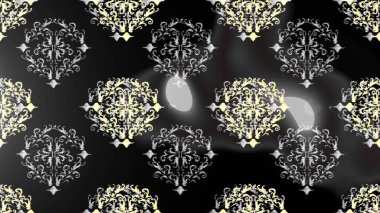 Klasik raster sarısı, kusursuz desen. Çiçek süsü kumaş deseni, cam, çiçek desenli metal gri, siyah ve nötr renklerde altın elementlerle.