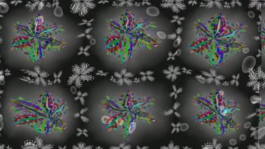 Renkli unsurlarla hareketli arka plan görüntüleri. Çiçekler. Eski model. Bayrak tarzı. Video kaydı. Şablon. Döngü. Kusursuz..