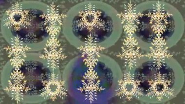 Renkli unsurlarla hareketli arka plan görüntüleri. Çiçekler. Eski model. Bayrak tarzı. Altın, altın. Video kaydı. Şablon.