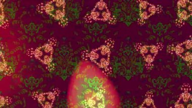 Renkli unsurlarla hareketli arka plan görüntüleri. Çiçekler. Eski model. Bayrak tarzı. Altın, altın. Video kaydı. Şablon.