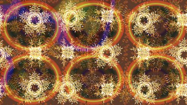 Düz kar karalama ikonları, kar taneleri kahverengi, sarı ve turuncu renkli siluetler noel afişi, kartlar. Güzel soyut kar tanesi raster tasarımı. Yeni yıl kar tanesi.