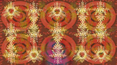 Kar taneleri tasarımı. Son moda kar taneleri ve elementler onun kartlarını gösteriyor. Modern soyut tasarım posteri, kapak, kahverengi, turuncu ve pembe renkli kart tasarımı. Retro biçim dokusu, kış elementleri.