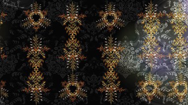 Siyah, gri ve kahverengi renkte kar tanelerinden oluşan kış deseni. Kış konsepti Düz yatıyordu. Raster illüstrasyonu.