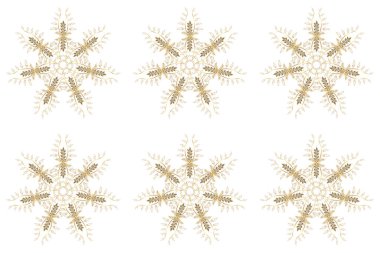 Kış kar tanesi, arka plan. Yüzey için tekrarlanan doku, ambalaj kağıdı, altın renkler. Renkli arka planda izole edilmiş güzel kar taneleri.