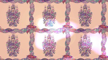 Raster illüstrasyonundaki çiçek desenli çizim. Çiçekler bej, nötr ve pembe renklerde.