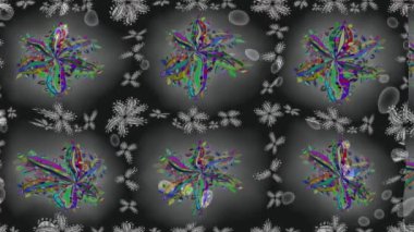 Renkli unsurlarla hareketli arka plan görüntüleri. Çiçekler. Eski model. Bayrak tarzı. Video kaydı. Şablon. Döngü. Kusursuz..